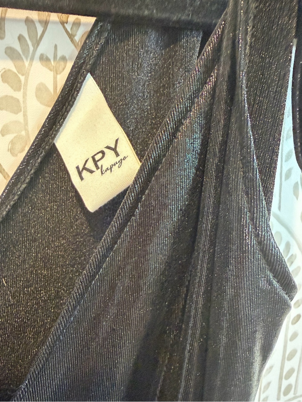 KPY Lounge Black Shimmer Wide Leg Tie Strap Jumpsuit One Size - Picture 5 of 9